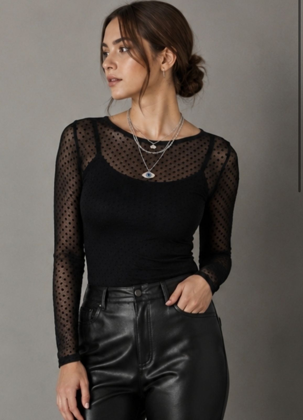 BLUSA ML TULE FLOCO